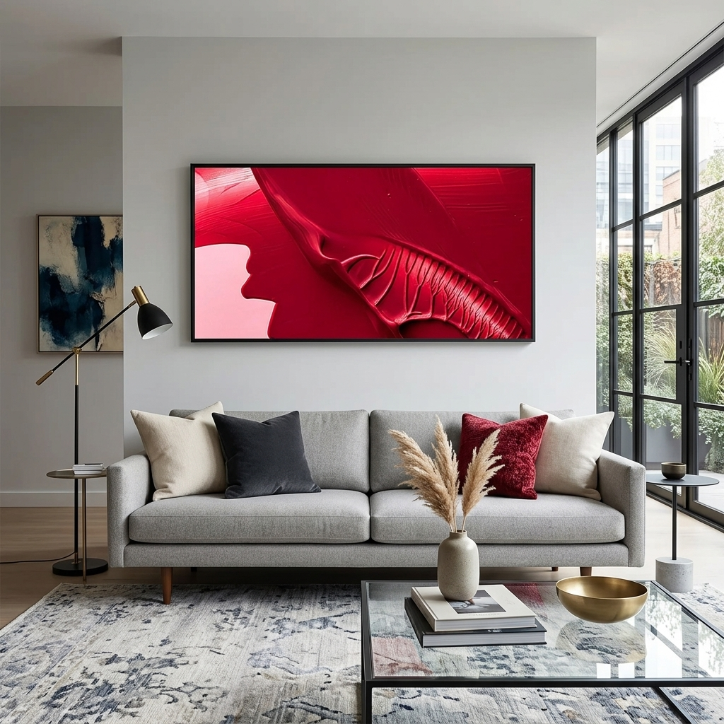 Leinwandbild „Rote Farbe, Abstraktion“