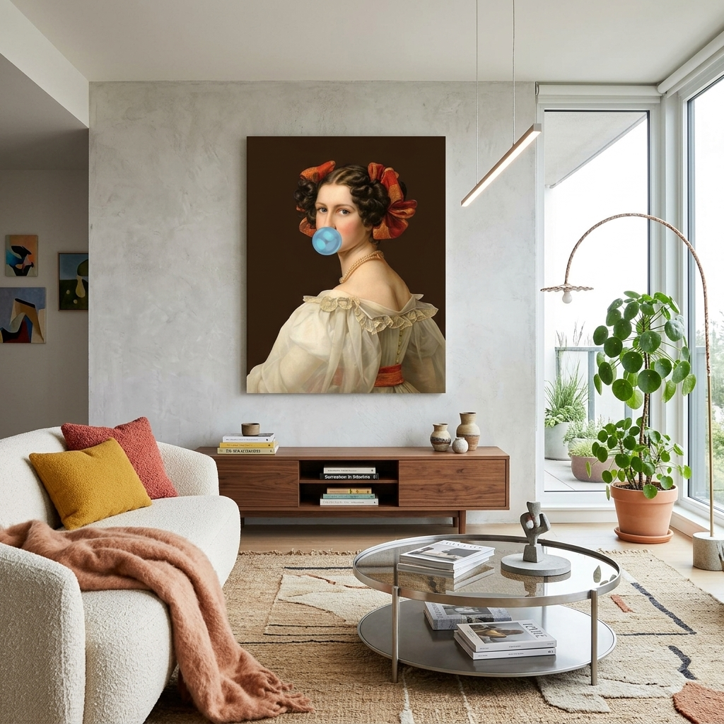 Leinwandbild Helena mit blauem Kaugummi