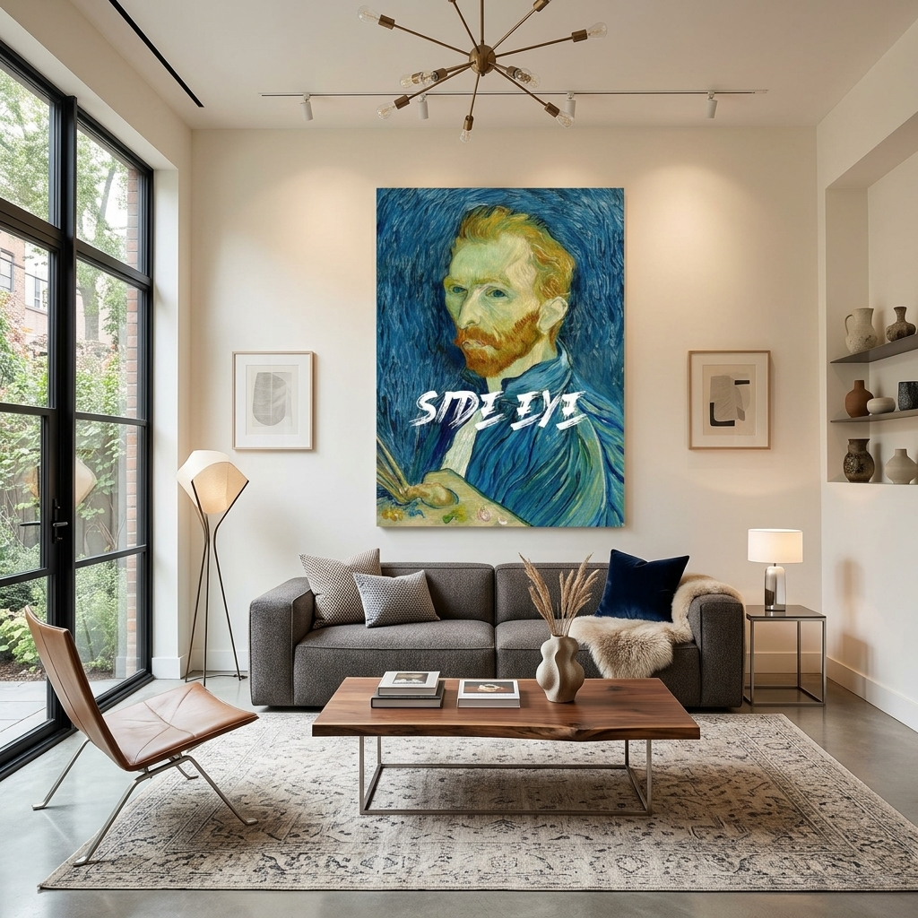 Kunstdruck auf Leinwand, Selbstporträt von Van Gogh. Seitliches Auge