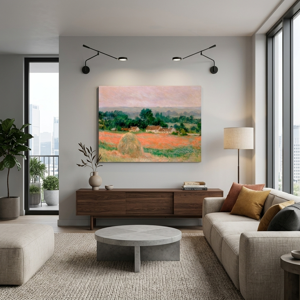 Reproduktion: Heuhaufen in Giverny, Reproduktion, Kunstdruck auf Leinwand, Wandbild