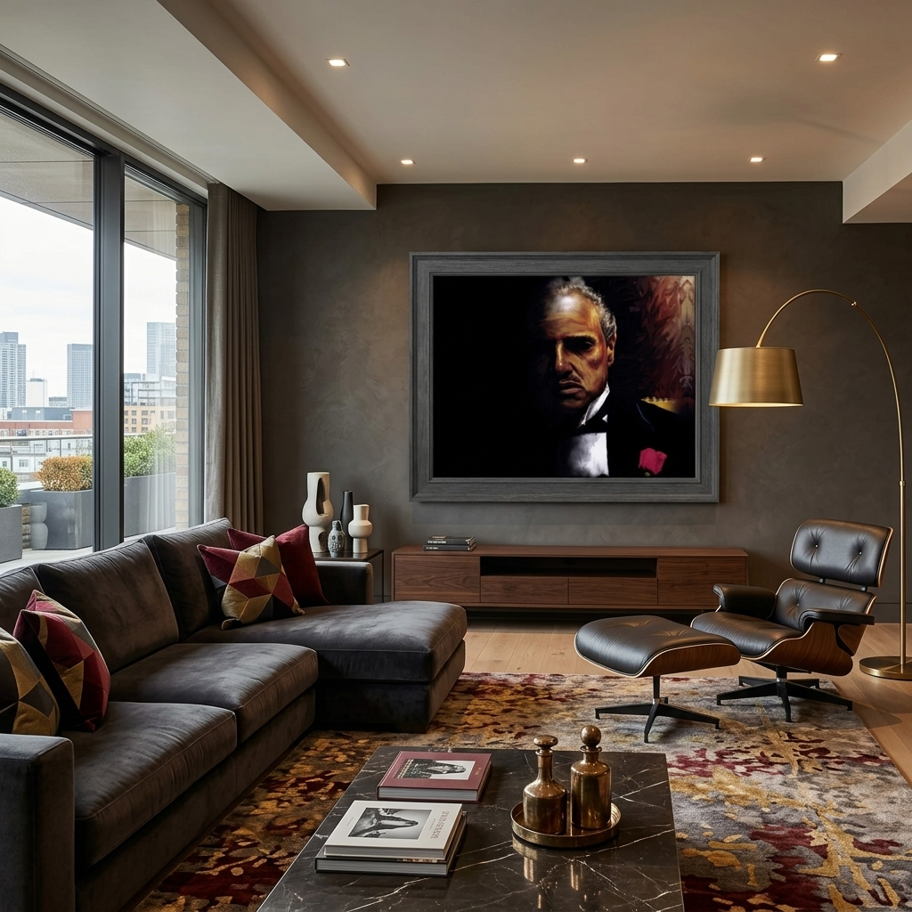Kunstdruck auf Leinwand, Motiv: Der Pate, Nachahmung der Zeichnung