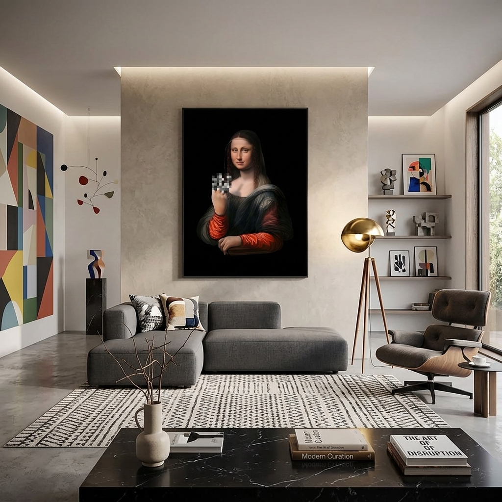 Kunstdruck auf Leinwand, Motiv: Mona Lisa zeigt