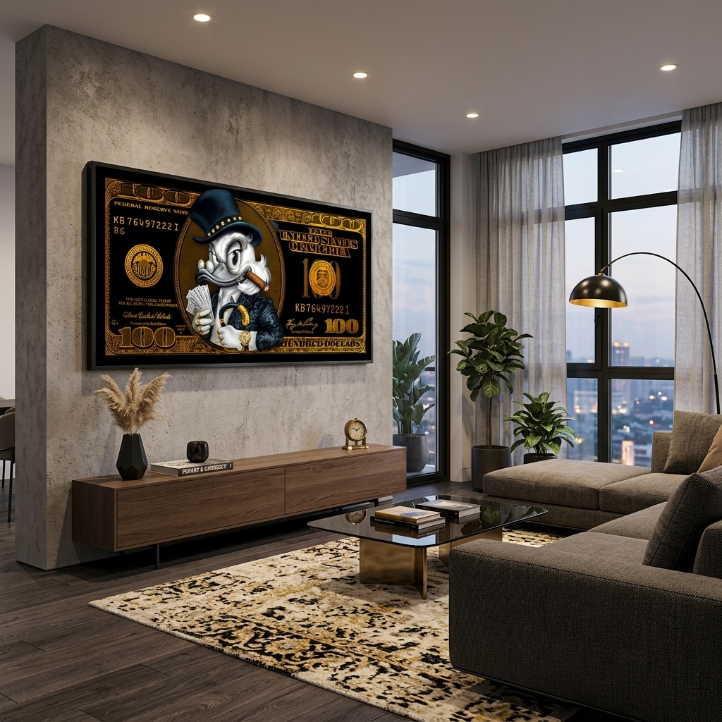 100 Dollar Schein schwarz und gold Scrooge motivierende Leinwand Wand Kunstdruck