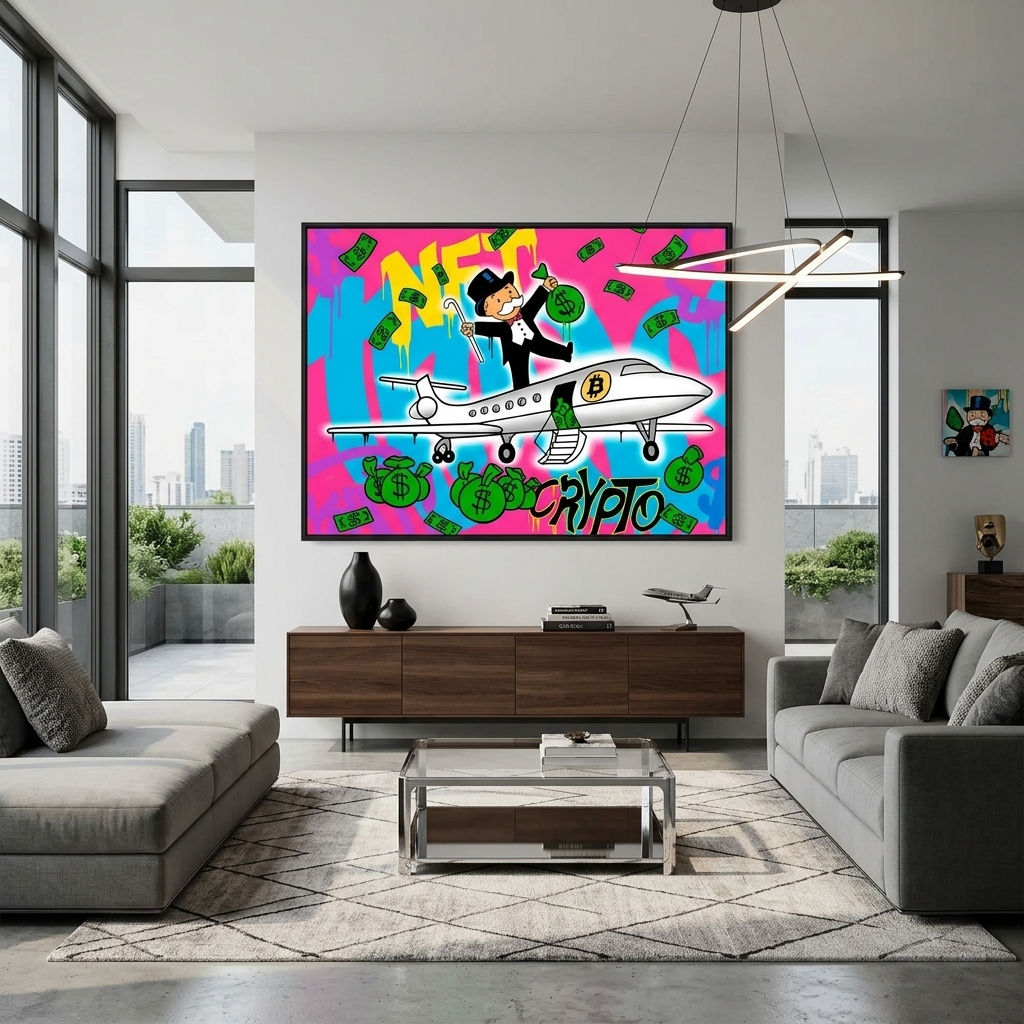 NFT Crypto Bitcoin Monopoly Canvas Wall Art Print
