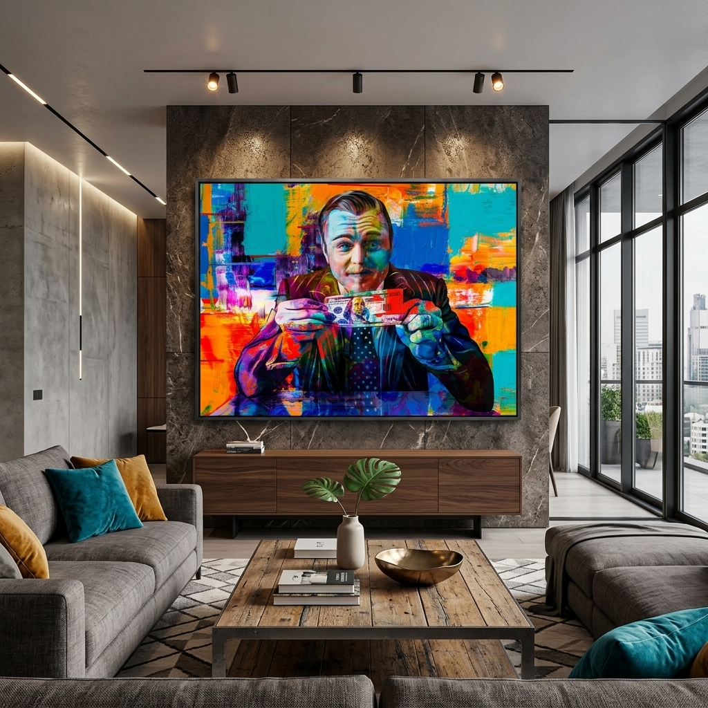Wolf of Wall Street graffiti Motivational Canvas Wall Art Print