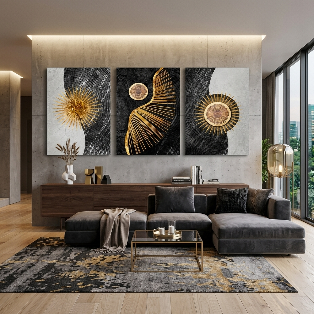 Modulare geometrische Abstraktion auf weißem und grauem Hintergrund, mehrteiliger Kunstdruck auf Leinwand