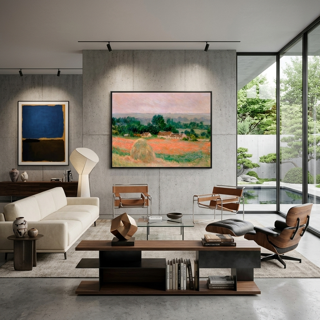 Reproduktion: Heuhaufen in Giverny, Reproduktion, Kunstdruck auf Leinwand, Wandbild