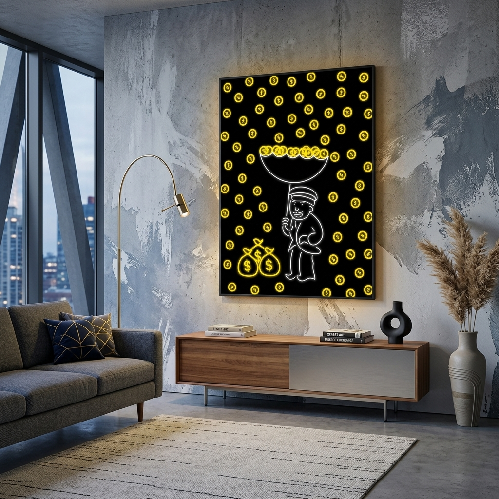 Money rain Inspirational Canvas Wall Art Print