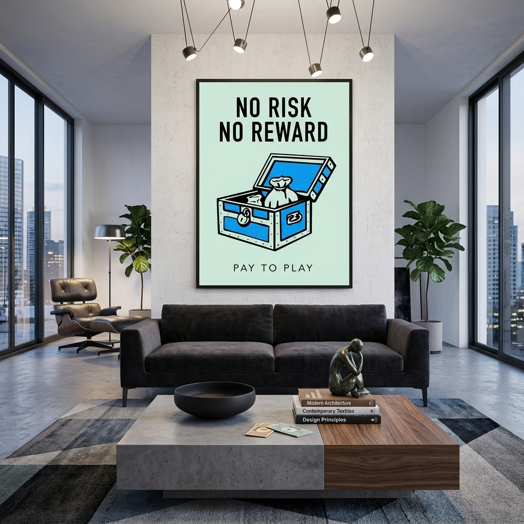 Monopoly No risk no reward Canvas Wall Art Print