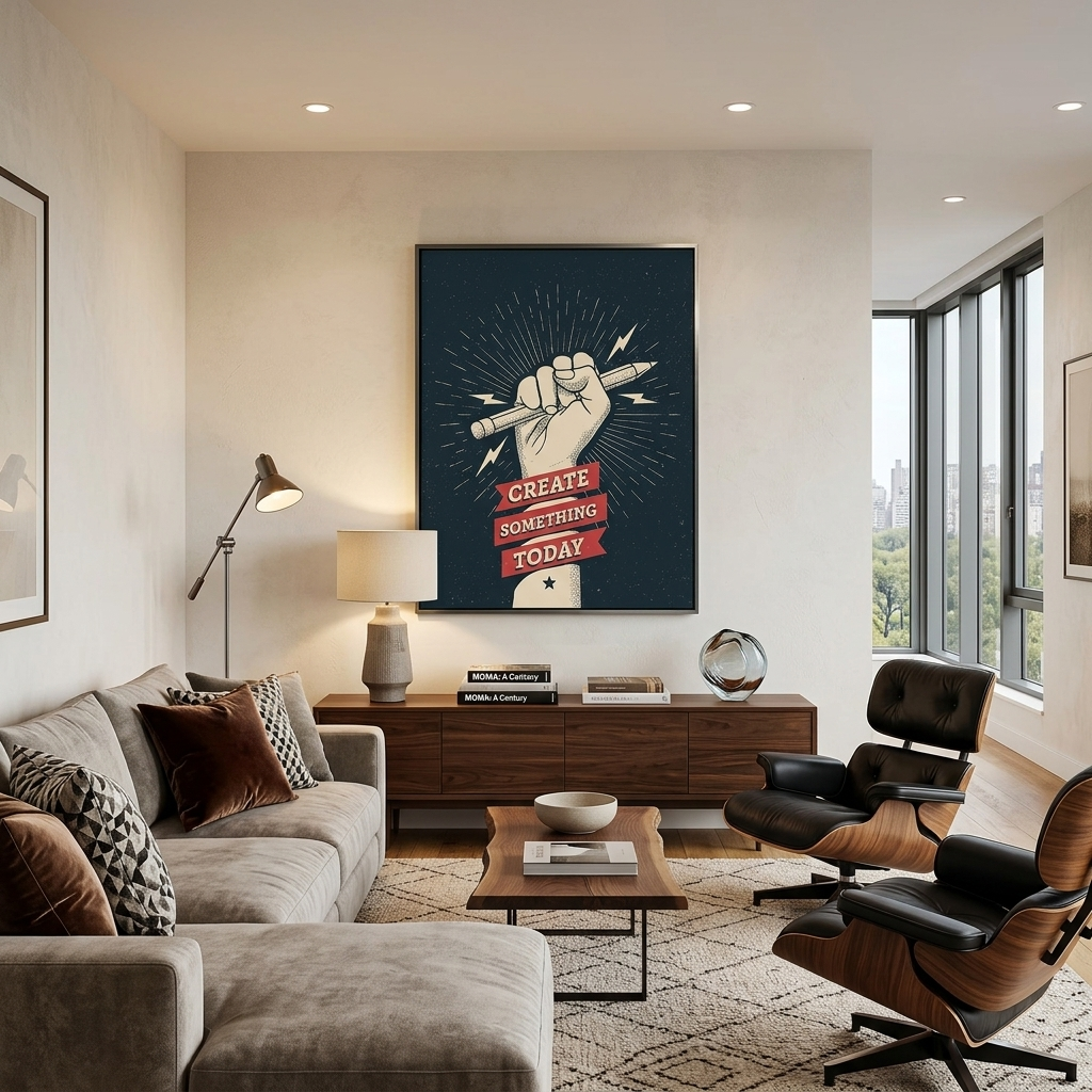 Die Hand mit dem Bleistift und den Inschriften Motivierender Leinwand-Kunstdruck