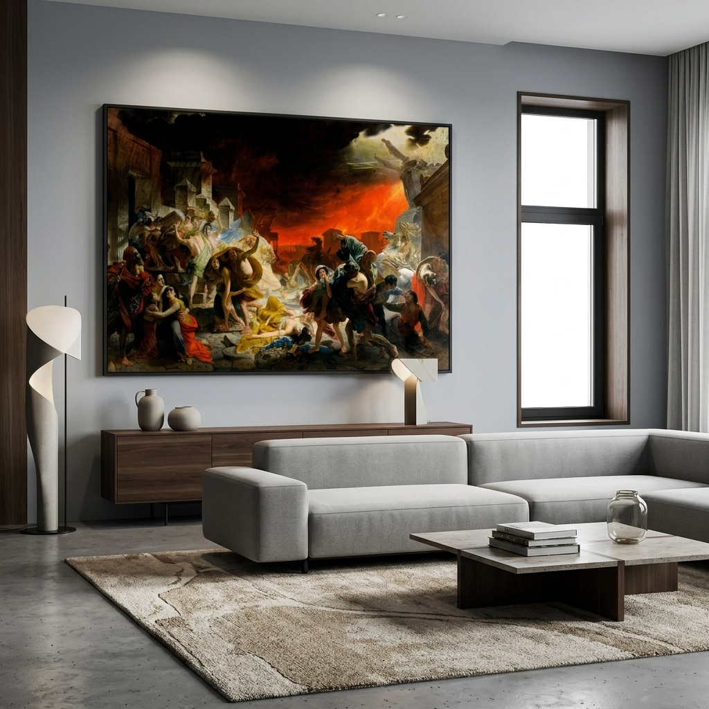 Reproduktion „Der letzte Tag von Pompeji“ von Karl Brullov, Reproduktion auf Leinwand, Kunstdruck