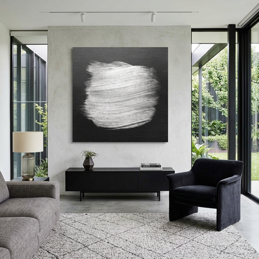 Silberne Striche auf dunklem Holzhintergrund Abstrakter Leinwand-Kunstdruck