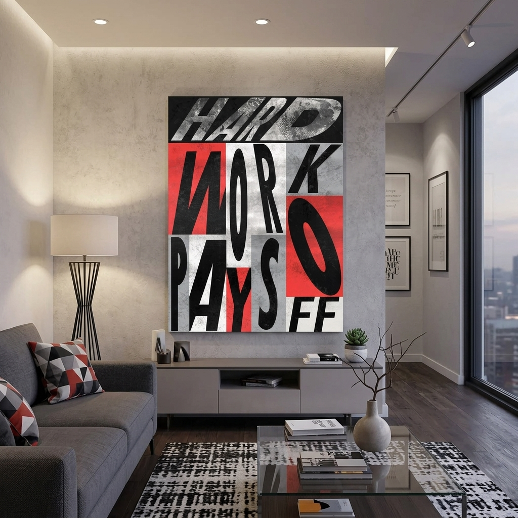 For motivation Hard work pays off Motivational Canvas Wall Art Print