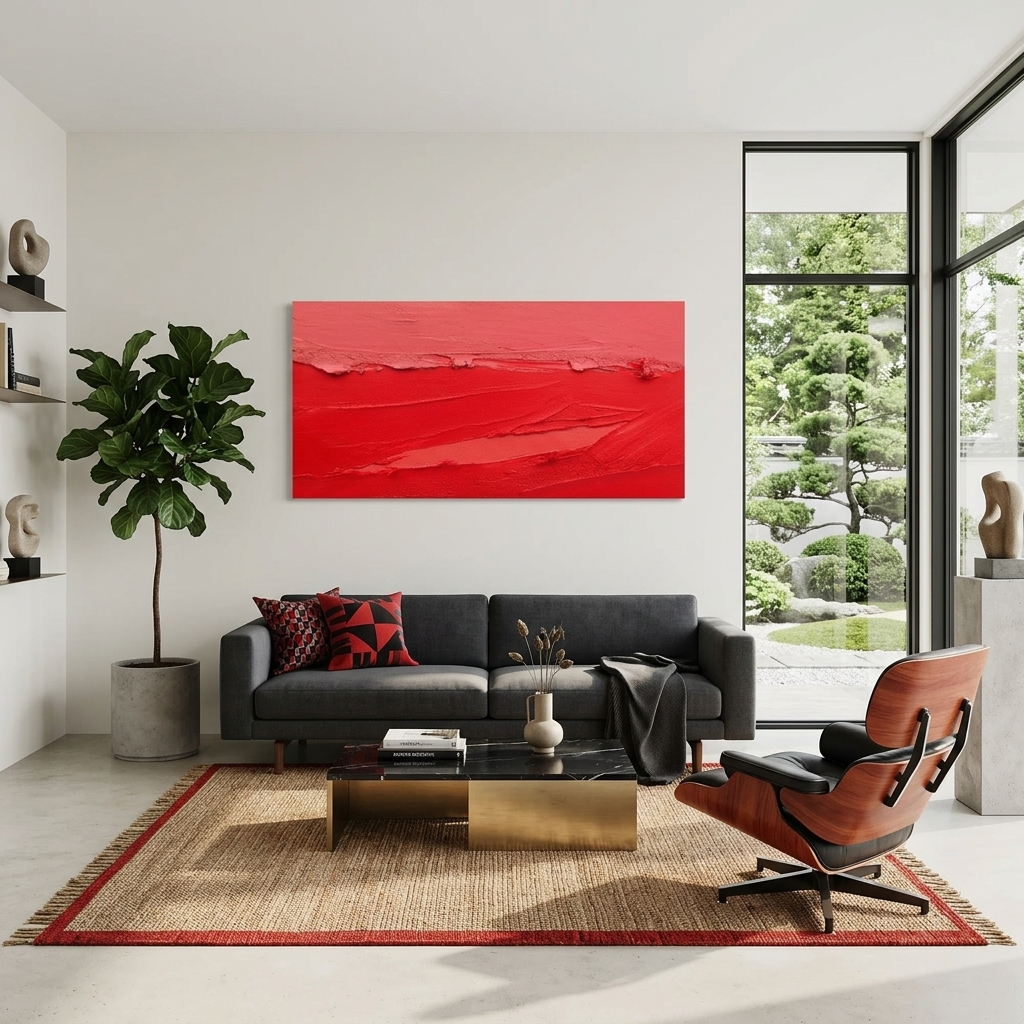 Roter Farbklecks Abstraktion Leinwand Wand Kunstdruck
