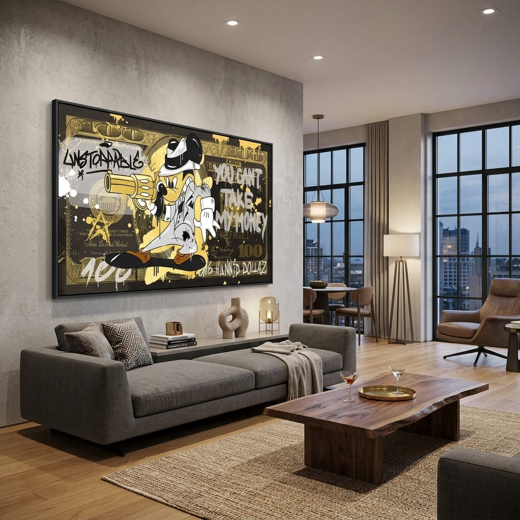 100 $ Pop-Art-Kunstdruck auf Leinwand