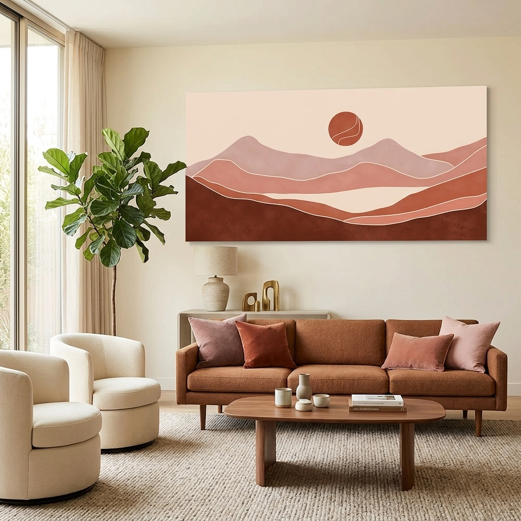 Die Wüste gegen die Sonne Abstraktion Leinwand Wand Kunstdruck