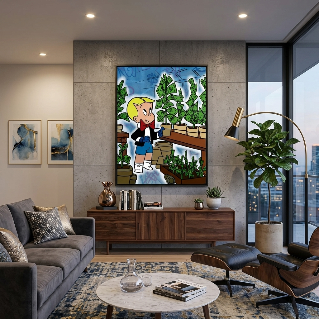Monopoly Money tree Canvas Wall Art Print