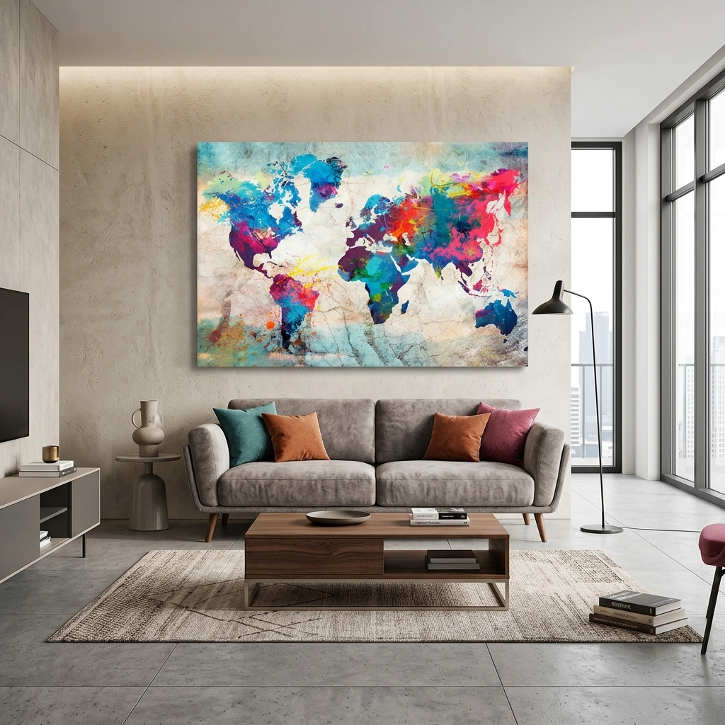 Leinwandbild „Weltkarte“ in verschiedenen Farben