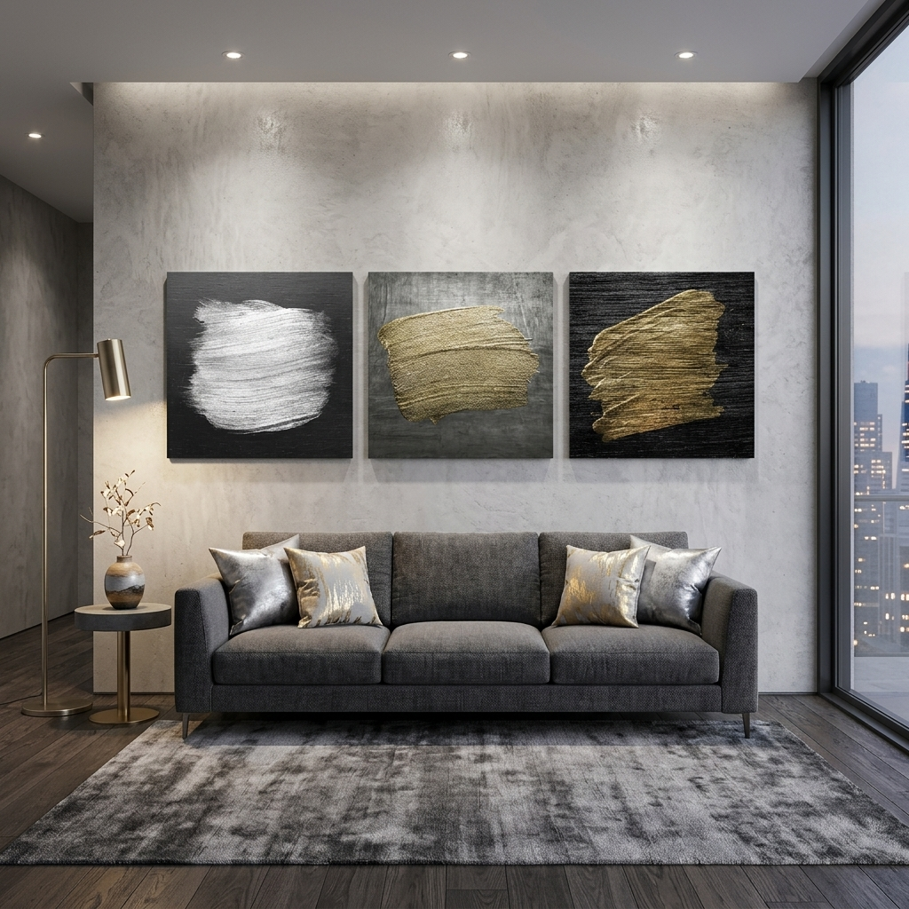 Pinselstriche auf einem dunkelgrauen Hintergrund Multi Panel Canvas Wand Kunstdruck