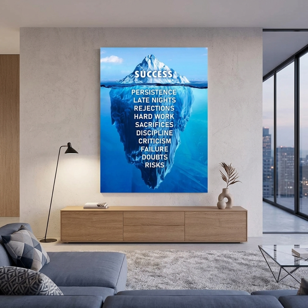 Leinwandbild „Success Iceberg“, motivierend, Wandbild