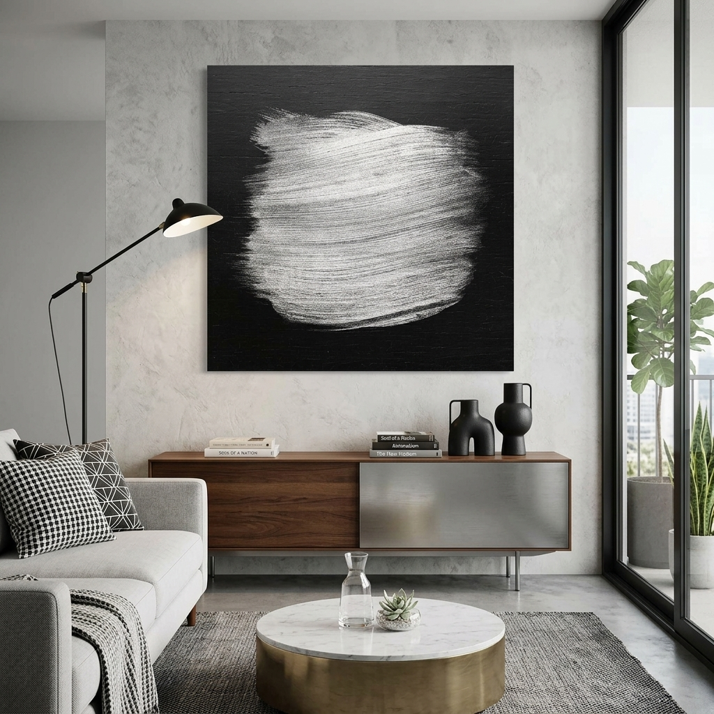 Silberne Striche auf dunklem Holzhintergrund Abstrakter Leinwand-Kunstdruck