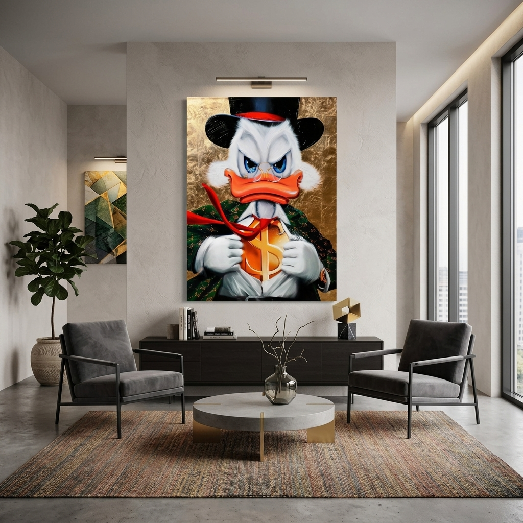 Dagobert der Superheld Gucci Dollar Inspirierender Kunstdruck auf Leinwand