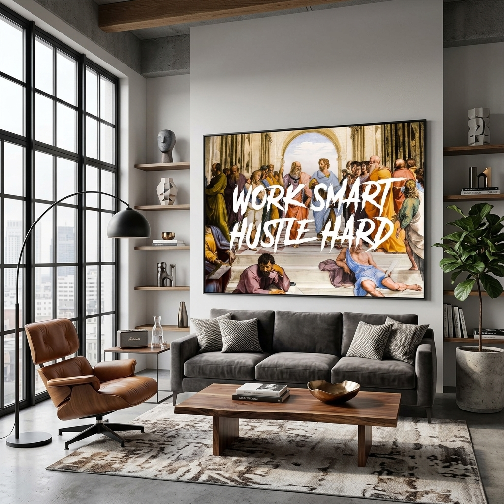 Philosophen arbeiten intelligent und fleißig, motivierender Leinwand-Kunstdruck