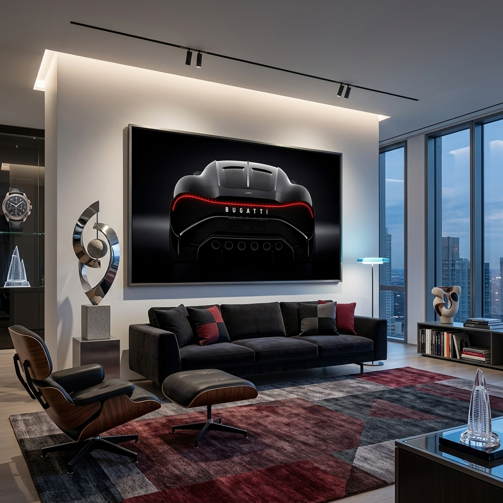 Leinwandbild „Bugatti“ auf schwarzem Hintergrund