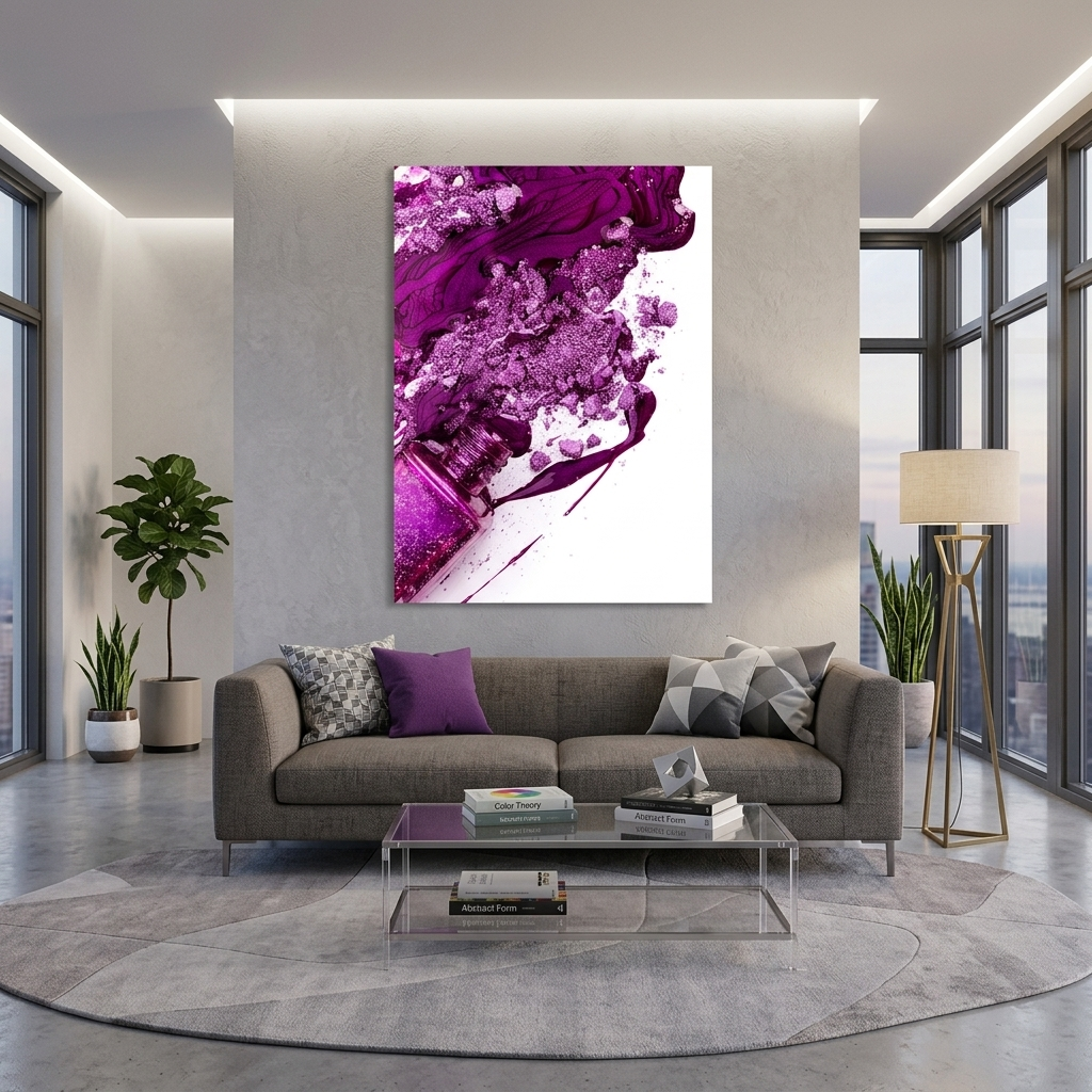 Kunstdruck auf Leinwand, violetter Nagellack