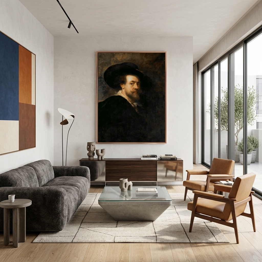 Reproduktion „Selbstporträt“ von Peter Paul Rubens. Reproduktion eines Kunstdrucks auf Leinwand