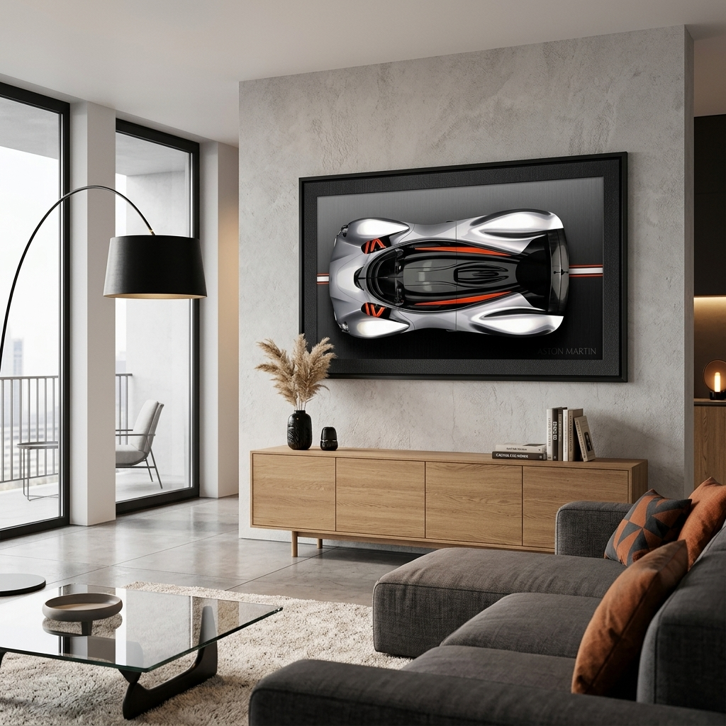 Leinwandbild, Porsche 911, grün, auf grauem Hintergrund