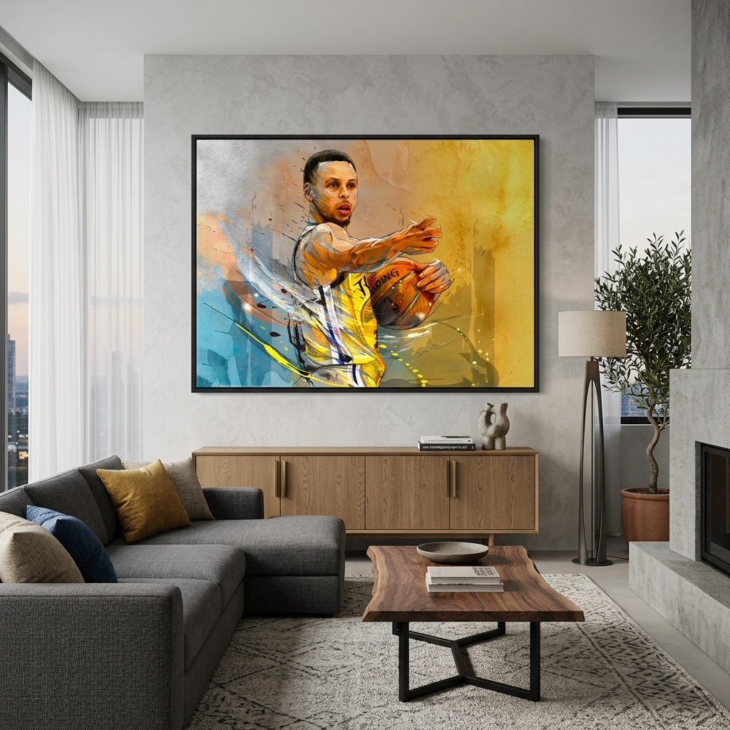 Basketball player Stephen Curry Golden State Warriors Canvas Wall Art Print