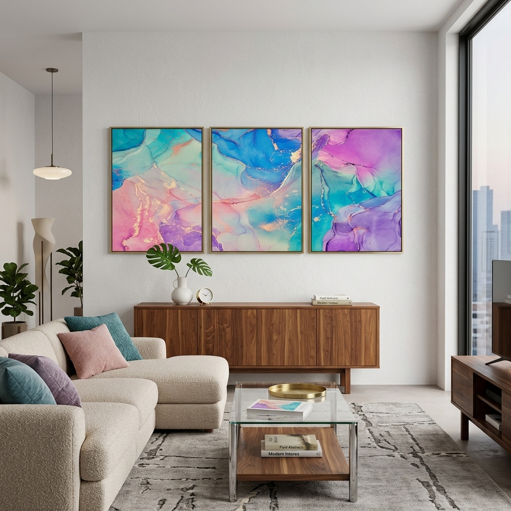 Modularer Kunstdruck auf Leinwand mit mehreren Teilen, Regenbogen-Abstraktion