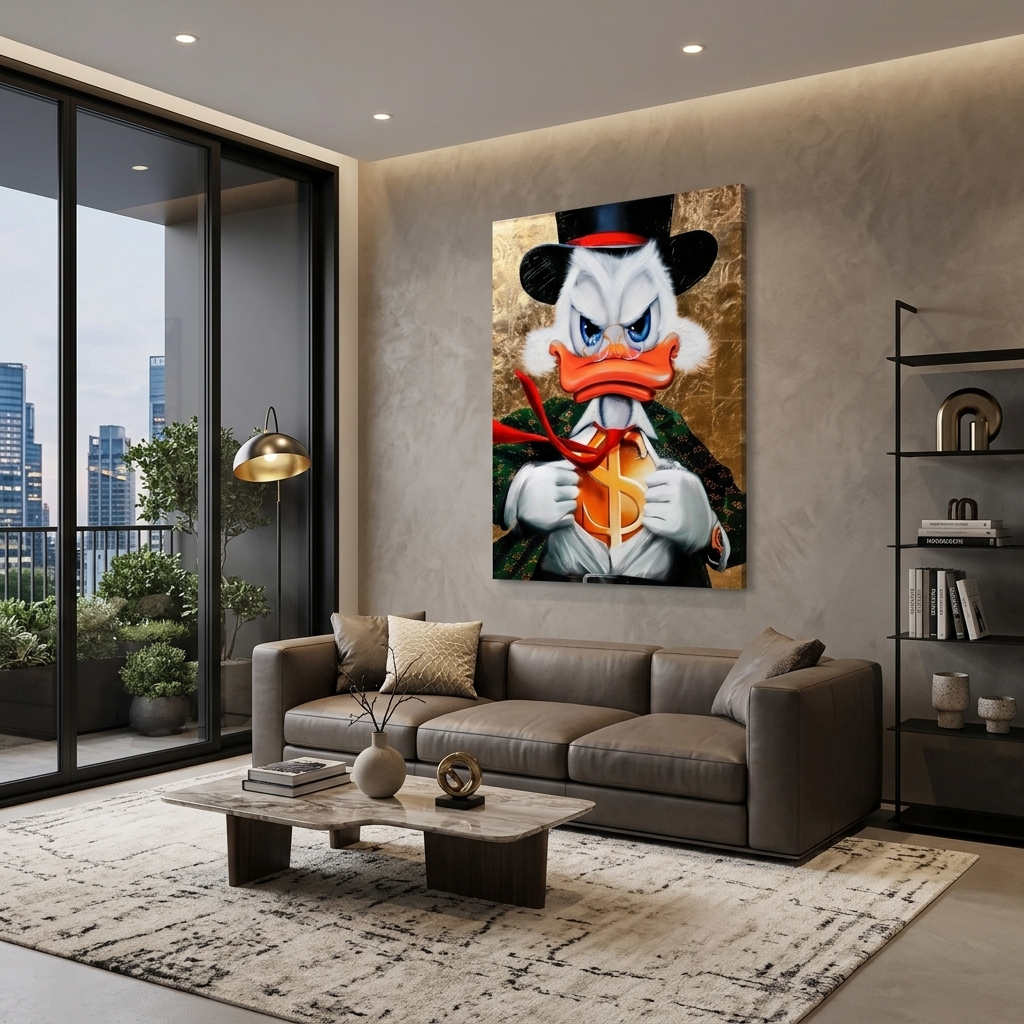 Dagobert der Superheld Gucci Dollar Inspirierender Kunstdruck auf Leinwand