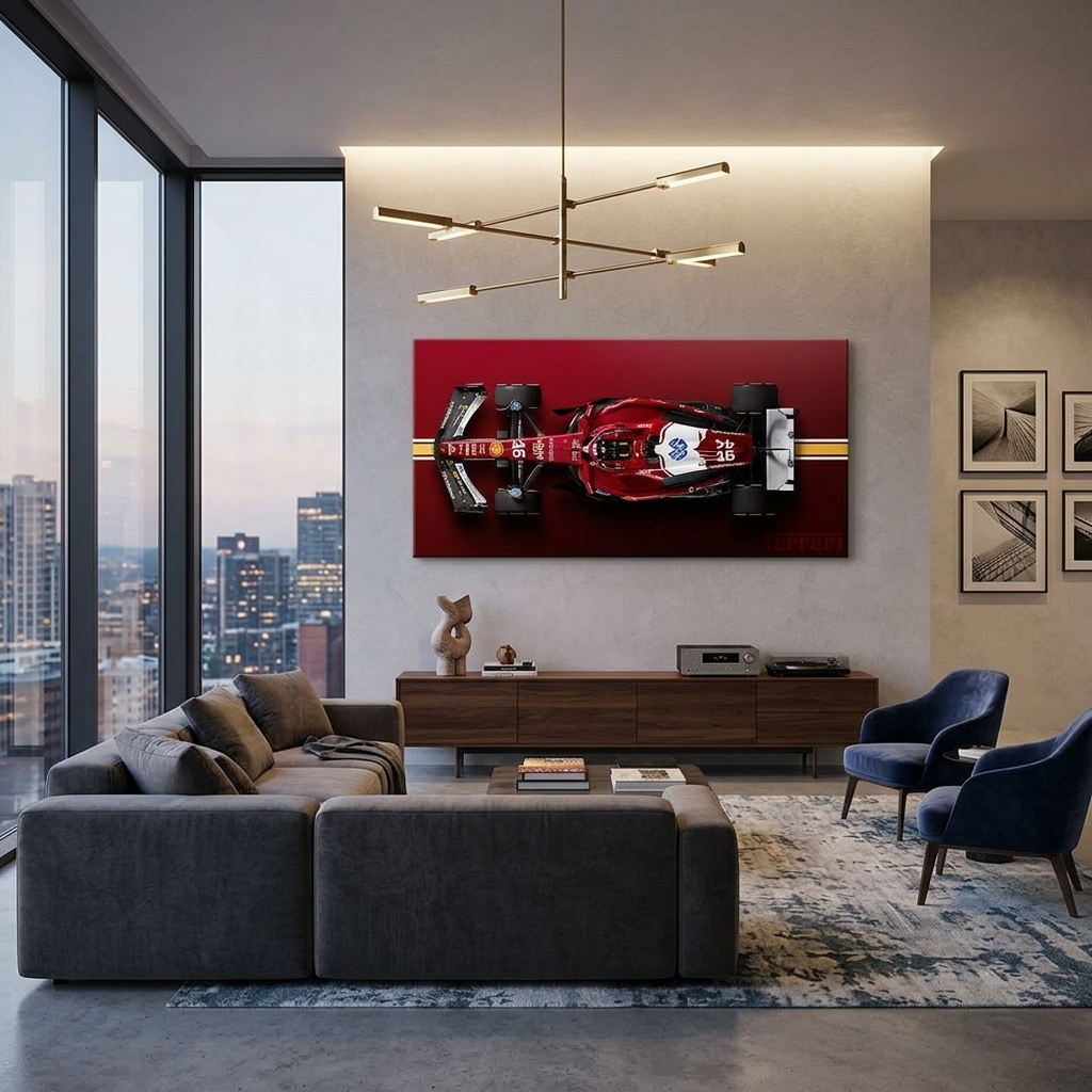 Leinwandbild, Porsche 911, grün, auf grauem Hintergrund