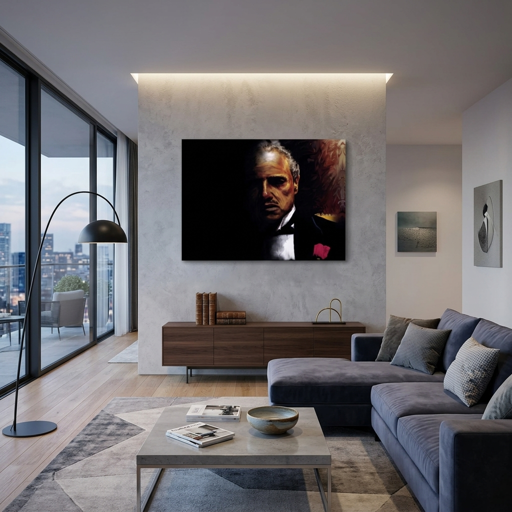 Kunstdruck auf Leinwand, Motiv: Der Pate, Nachahmung der Zeichnung