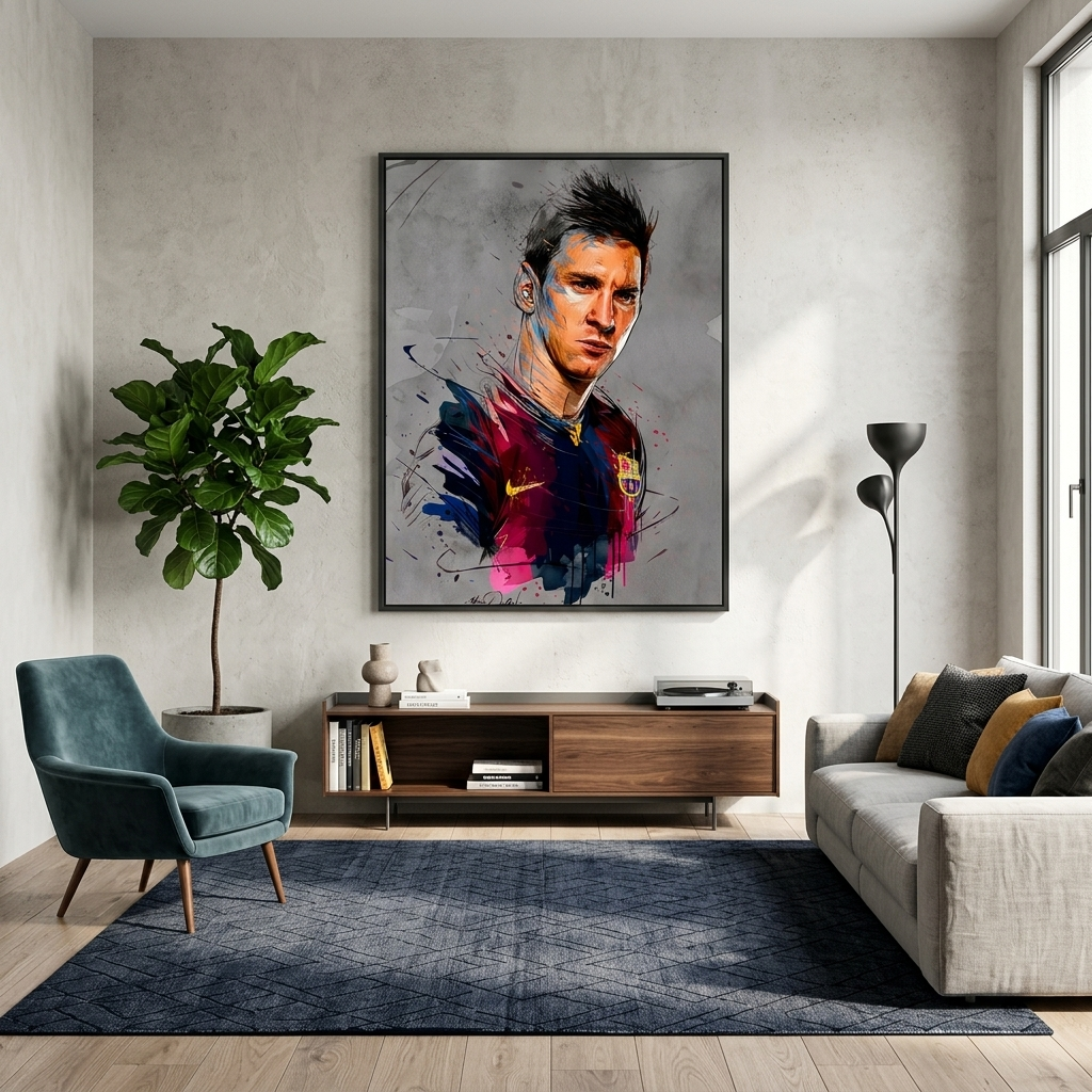 Kunstdruck auf Leinwand mit Fußballspieler Lionel Messi