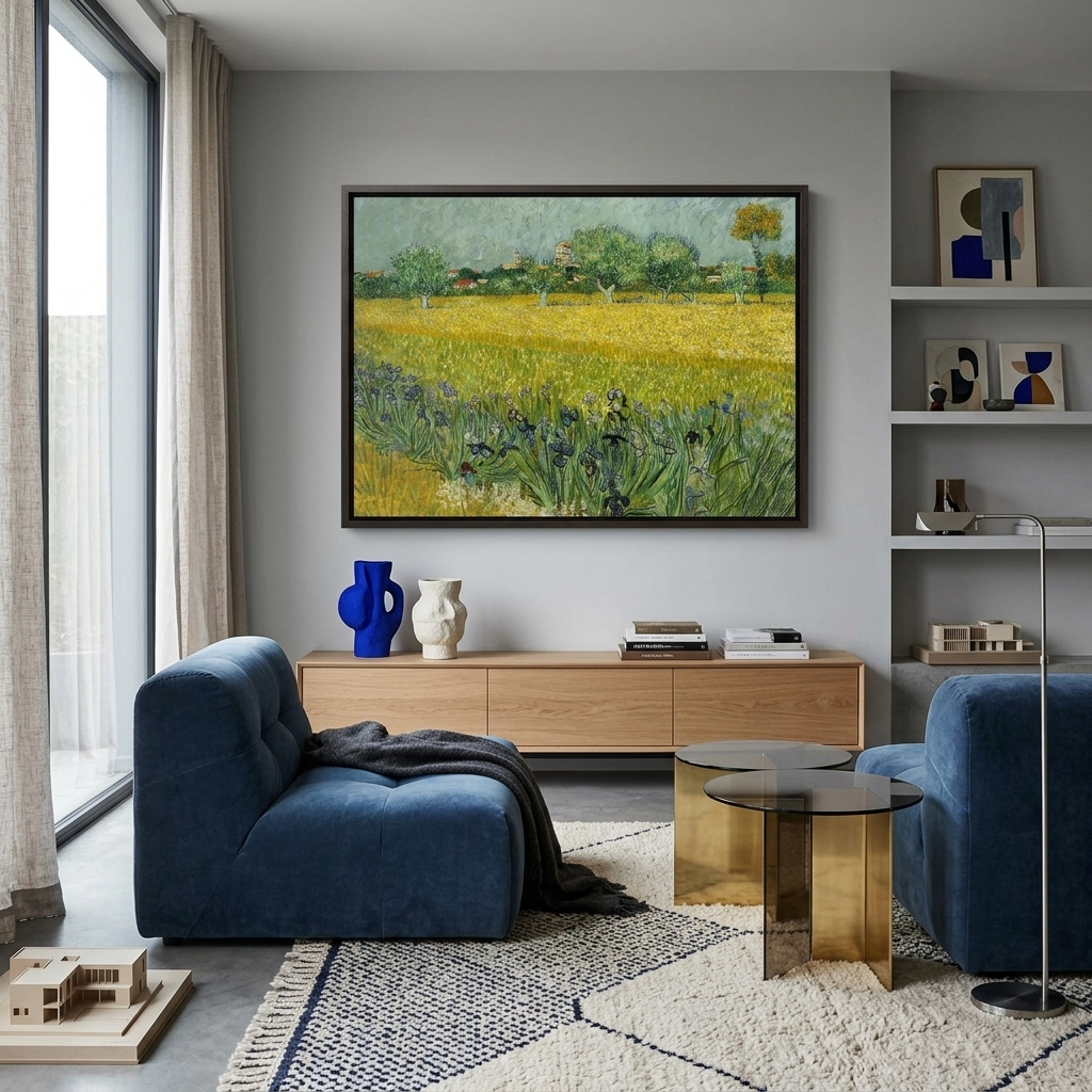 Reproduktion, Ansicht von Arles mit Schwertlilien, Reproduktion, Kunstdruck auf Leinwand