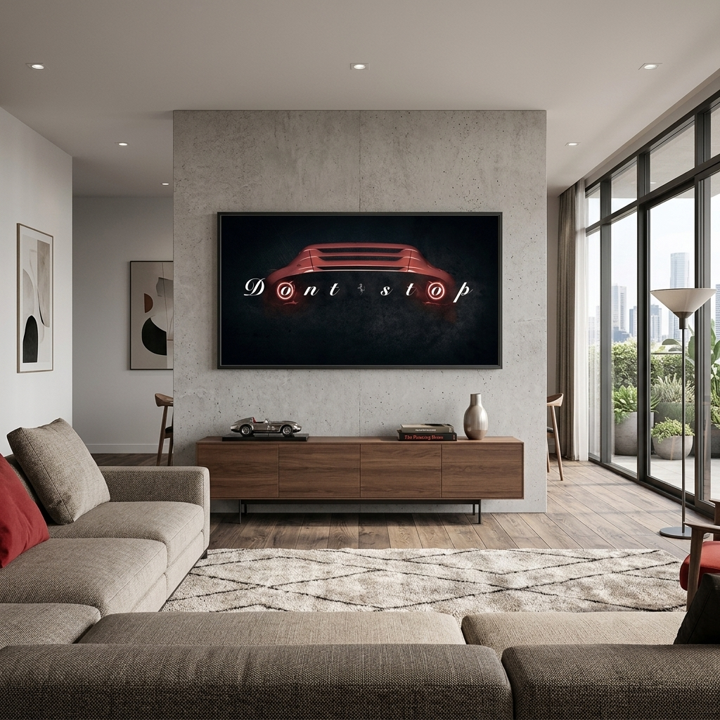 Zur Motivation: „Don't Stop“, Motivierender Leinwand-Kunstdruck von Ferrari Mercedes