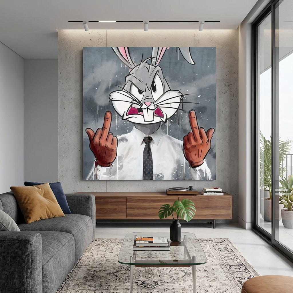 Bugs Bunny Kaninchen aus dem BüroCanvas Wand Kunstdruck