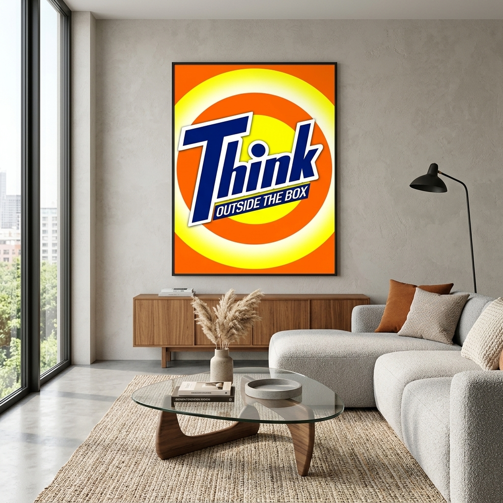 Zur Motivation: Denken Sie über den Tellerrand hinaus. Motivierender Kunstdruck auf Leinwand.