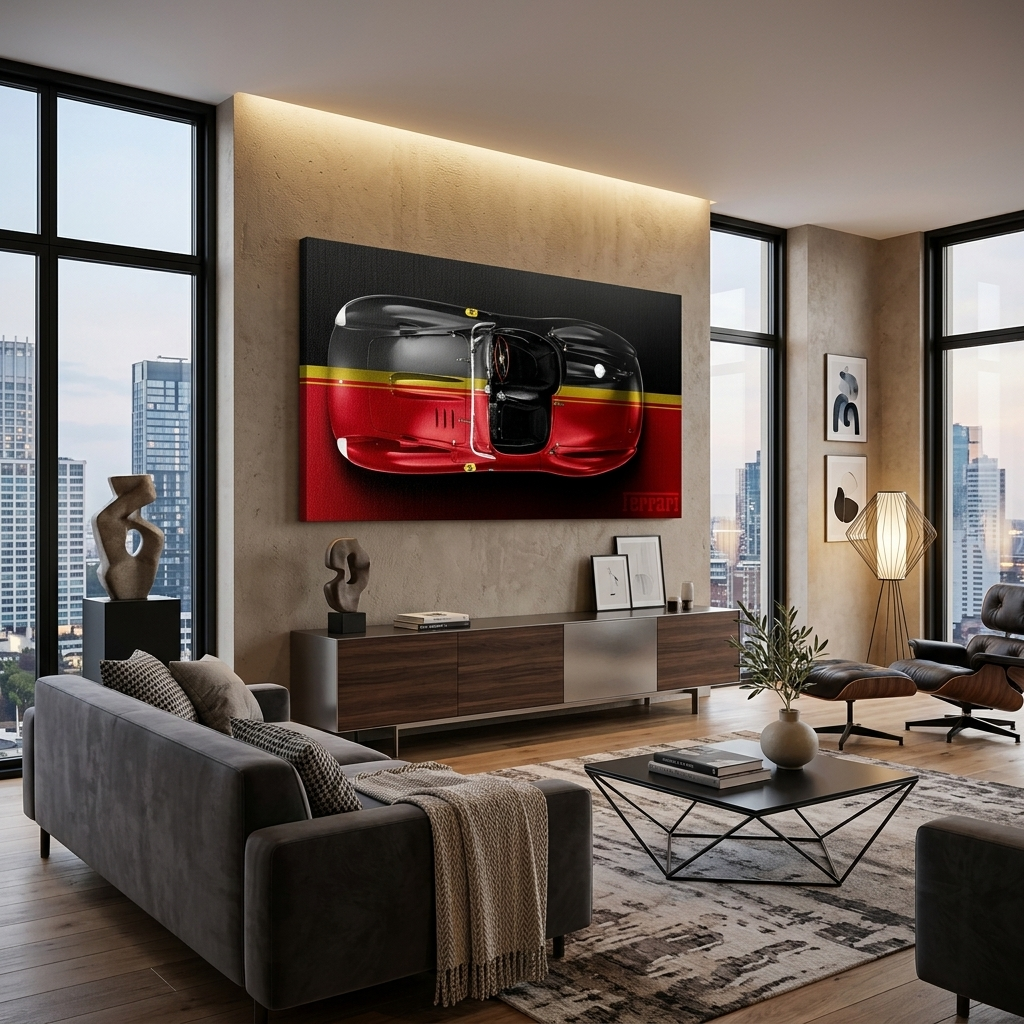 FERRARI BLACK  BACKSIDE Canvas Wall Art