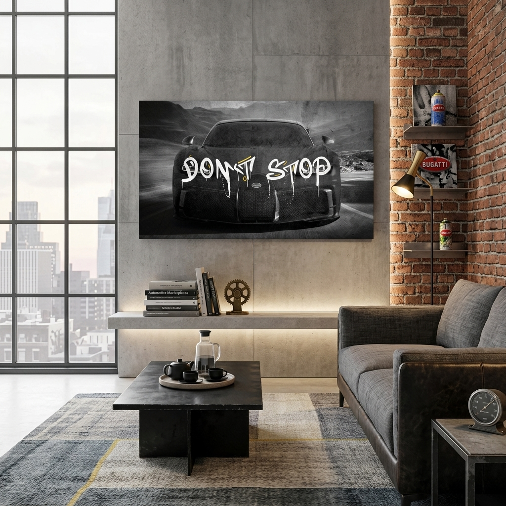 To motivate Don't stop Bugatti Motivational  Canvas Wall Art Print