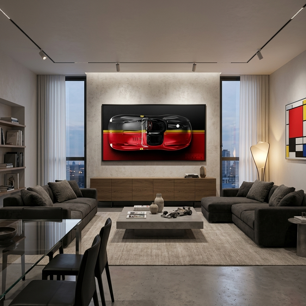 Leinwandbild, Porsche 911, grün, auf grauem Hintergrund