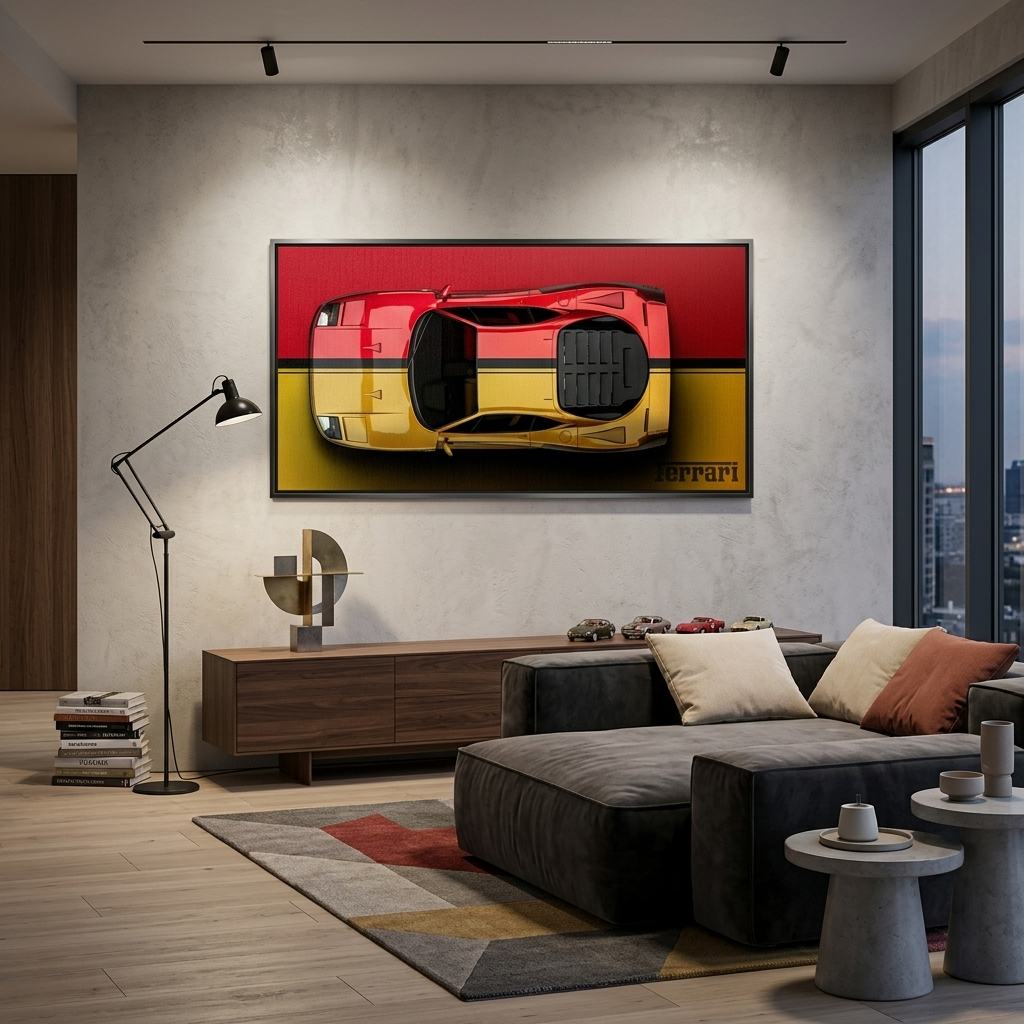 Leinwandbild, Porsche 911, grün, auf grauem Hintergrund