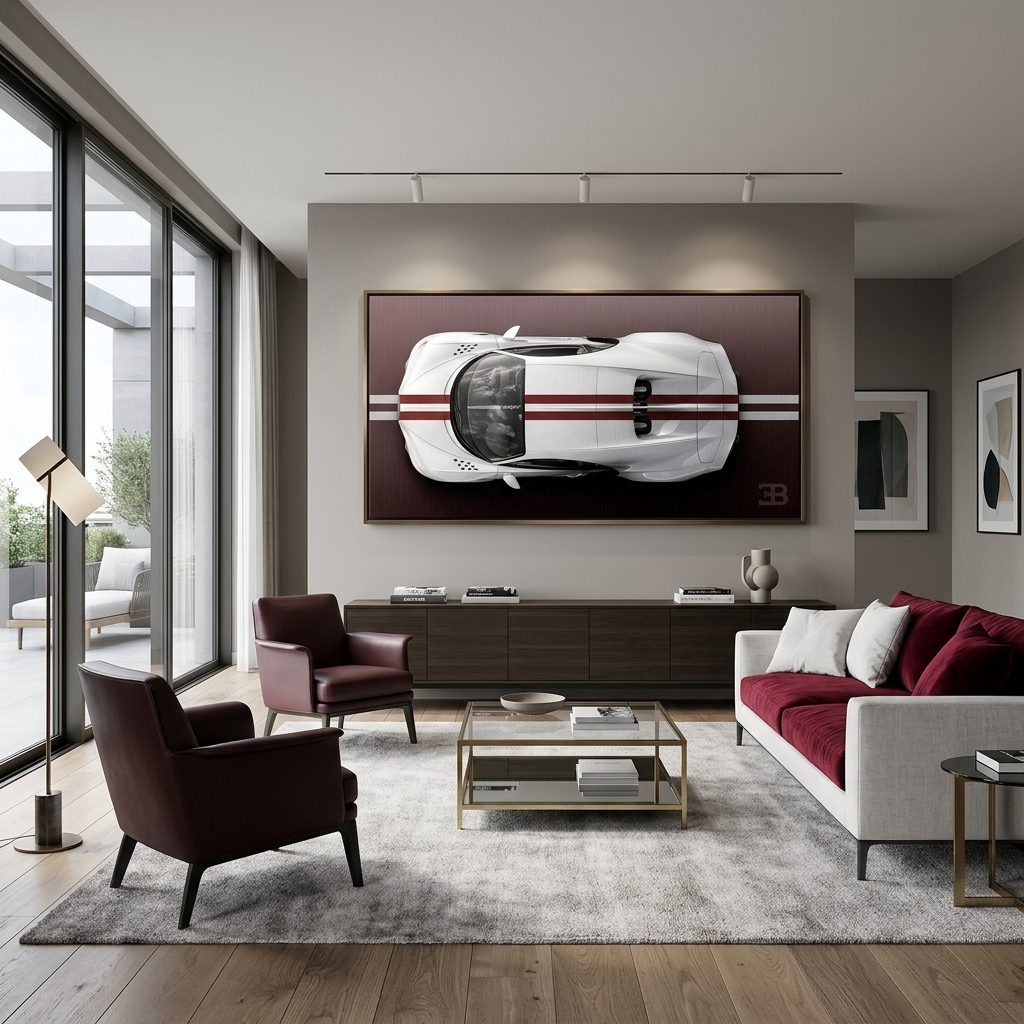 Leinwandbild, Porsche 911, grün, auf grauem Hintergrund