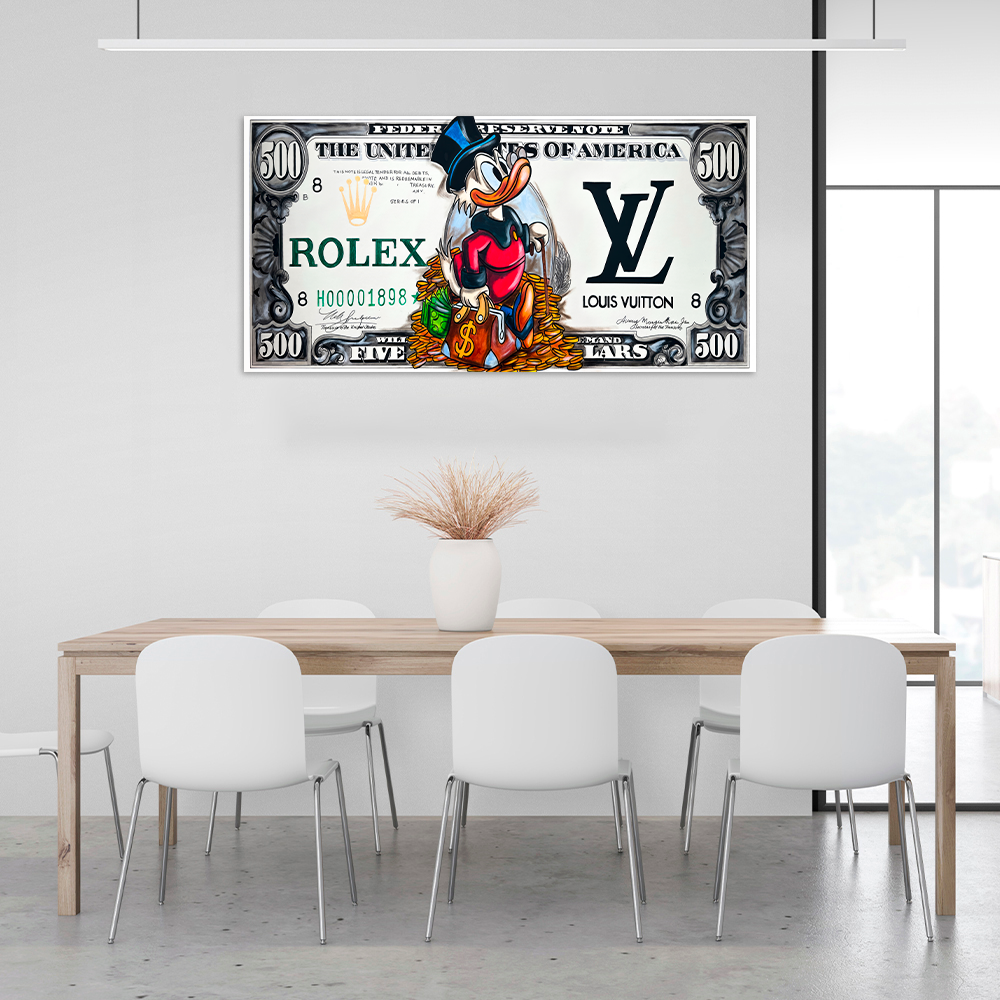 500 DOLLARS, ROLEX AND LOUIS VUITTON Art Canvas