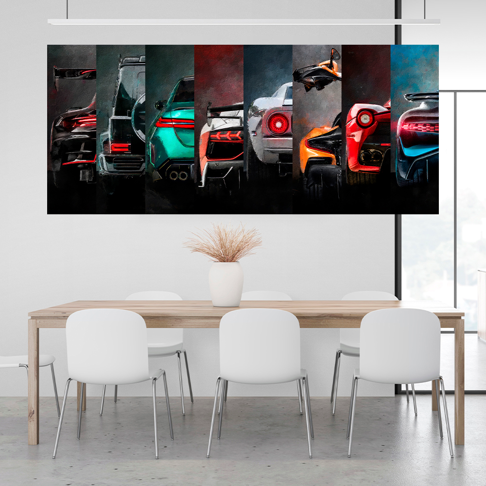 Leinwandbild, Porsche 911, grün, auf grauem Hintergrund