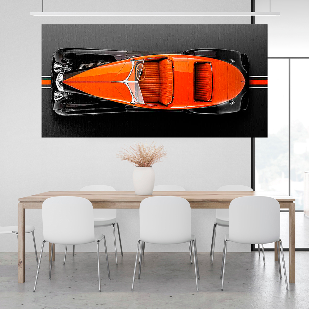 Leinwandbild, Porsche 911, grün, auf grauem Hintergrund