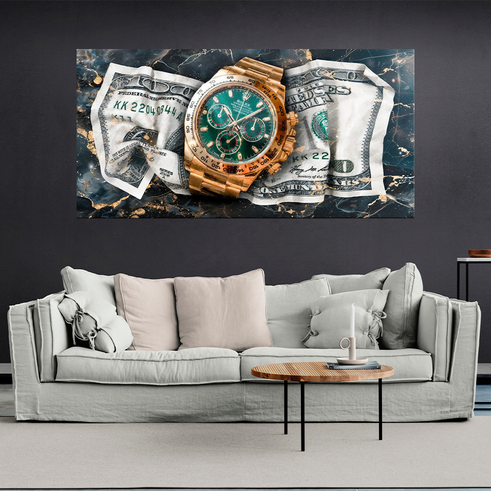 DOLLAR ROLEX AND MONEY  Art Canvas